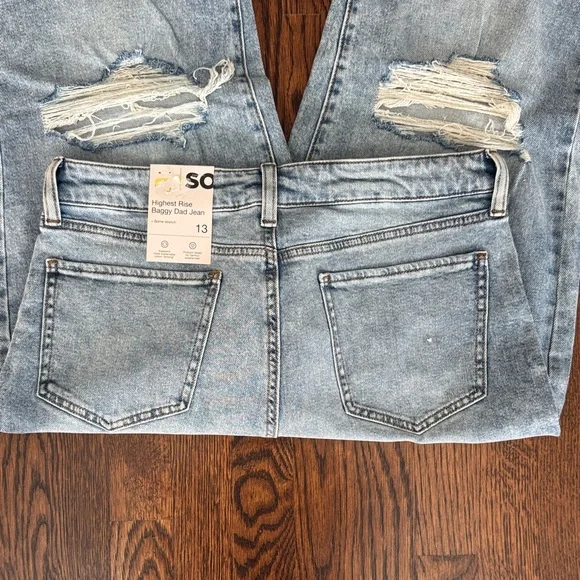 SO Light Blue Baggy Distressed Jeans - Picture 4 of 4